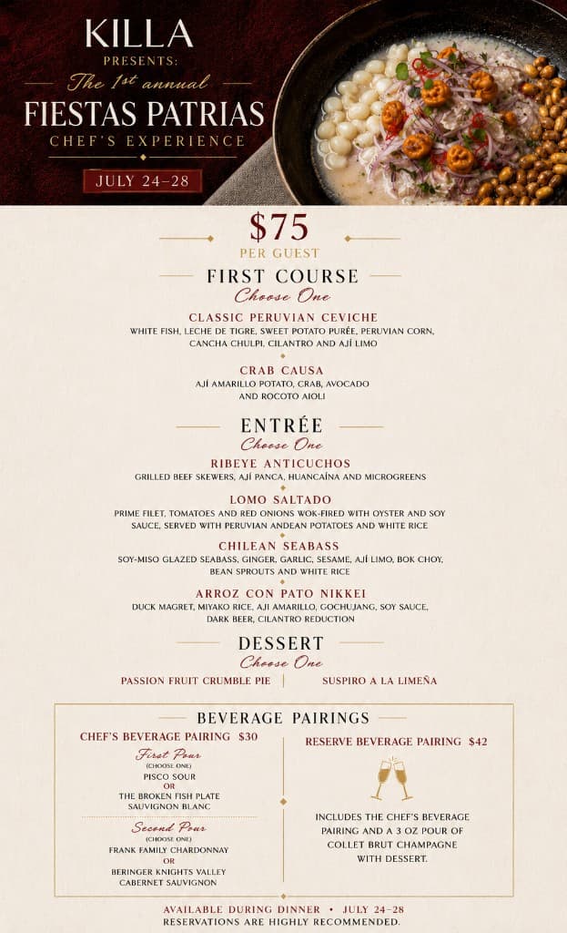 Fiestas Patrias Chef’s Experience menu