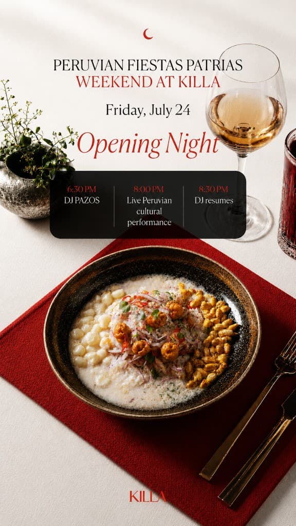 Opening night schedule with DJ Pazos and live Peruvian cultural performance