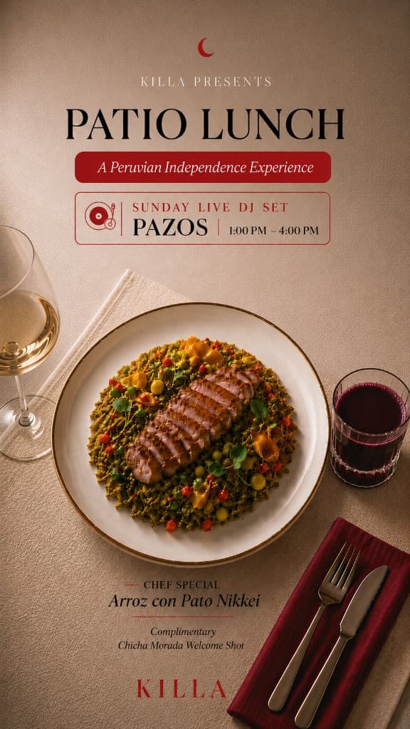 Arroz con Pato Nikkei with complimentary Chicha Morada